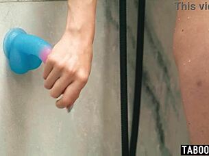 Skinny Charlotte Sins Deepthroats BBC Toys in Shower Fuck