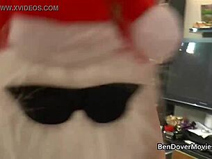Festive Blondes in Stockings Bent Over at Christmas Party