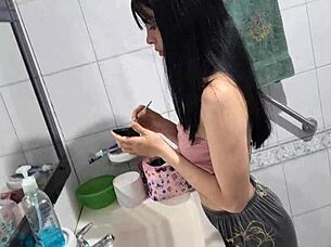 laura sneaks in bathroom to fuck her best friend's boyfriend hard