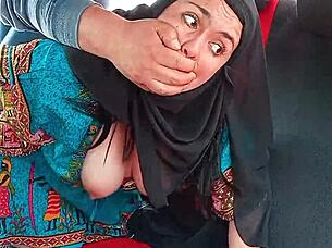 Indian Stepmother in Hijab Bent Over Car Fucked Rough Big Cock Doggystyle