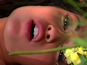 adorable brunette IN FOREST gets cum facial from ripped tattooed guy RIDING hard