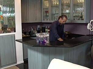 Amanda Lanes Offers Tight Shaved Pussy to Step-Daddie in Lingerie Fishnets Heels