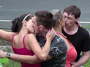 krystal swift tits drenched in cum public highway foursome orgy