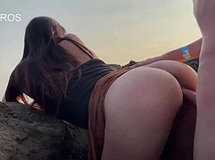 Beach Stranger Begs Public Fuck Cum Covered Petite!