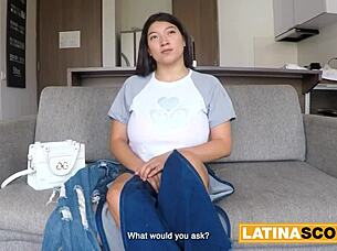 massive tits latina gags on rough throat fuck casting