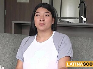 massive tits latina gags on rough throat fuck casting