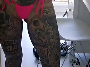 melody radford squeezes huge tits into slutty micro bikini