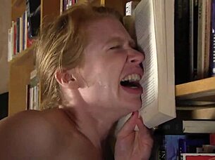 Bookworm lesbians Madison Young and Beretta James strap on in library passion