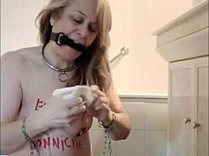 Bound Slave Bent Over For Outdoor Bdsm Spanking And Dildo Humiliation