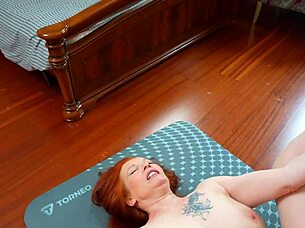 Busty redhead milf yoga turns into wild fuck session