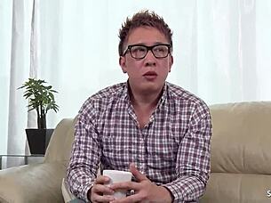 slim saggy tits asian caught masturbating seduces to creampie pounding