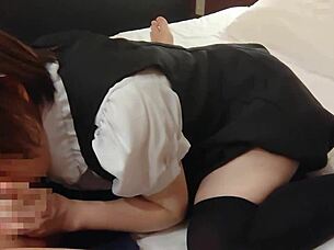 cute maid cosplay amateur deepthroats then rides cock to creampie screaming orgasm