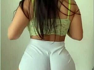 perfect juicy latina booty shakes in tight shorts leggings