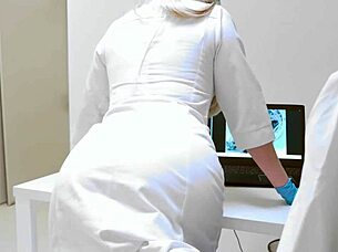 naughty nurse bent over desk for doctor creampie doggystyle