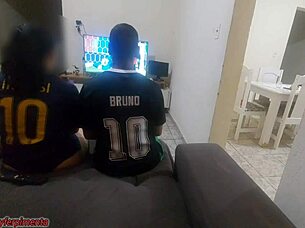 i bet with hubby's friend, got horny, ended up double penetrated by both bareback