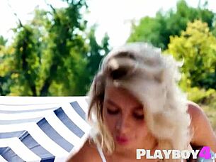 Petite Big Ass Blonde Eva Tali Strips Naked Outdoors