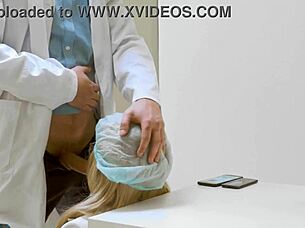 naughty nurse bent over desk for doctor creampie doggystyle