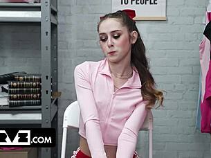 Mall thief Daisy caught and fucked hard by security's monster cock