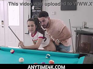 Teen Freya Von Doom Used Hard on Pool Table Anytime!