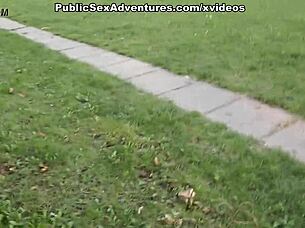 I can't stop fucking this skinny babe's tight holes outdoors