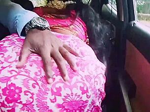 beautiful saree housewife, wanna cheat with boyfriend's dirty car sex?