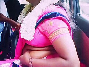 beautiful saree housewife, wanna cheat with boyfriend's dirty car sex?