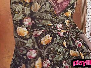 Petite Canadian blonde strips nude flaunts bubble butt outdoors