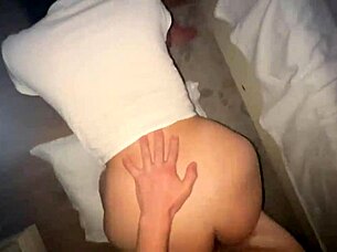 Thick chubby brunette hairy beaver doggystyle pov creampie