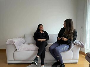 roomie pays rent with horny lesbian scissoring fingering orgasm!