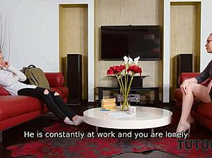 tutor stretched bent over by eager student