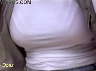 Wifey braless bike ride flashing amazing big tits publicly