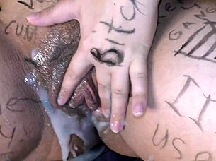 Cheating big boobs wife spreads pussy for bukkake cumshot fantasy