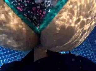 Caught poolside huge ass milf takes cock deep pussy