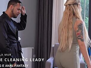 perv boss binds cleaning lady for rough pussy fuck and real orgasm