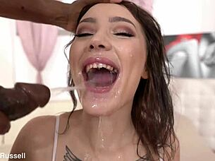 lady zee's wet interracial ass fuck ends in facial cumshot backstage