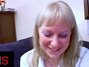 Blue-Eyed Blonde Milf Ass Fucked Hard with Belly Cumshot