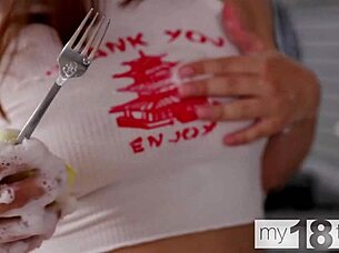 plump teen teases juicy tits and wet pussy solo