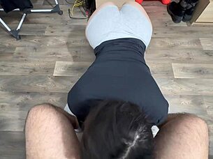 curly latina brunette sucks ebony cock every morning