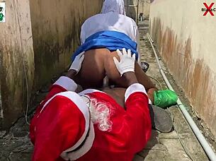 africa santa bangs curvy neighbor hard backyard window full red vid