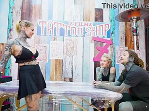 i join tattooed skinny pair for big dick foursome with sloppy anal riding and cumshots