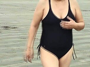 Beach Milf Exposes Huge Tits for Wild Mutual Masturbation Creampie