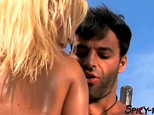 South American Slut Tits Sprayed with Cum