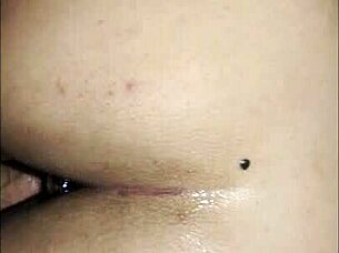 Pounding huge ass first anal toy