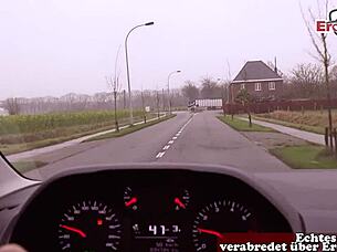 Petite teen slut gangbanged anal by two men on brothel desk