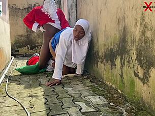 africa santa bangs curvy neighbor hard backyard window full red vid