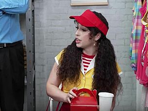 Petite teen pixie takes security blowbang gangbang