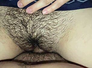 juicy latina babe's tight hairy pussy creampie closeup fuck