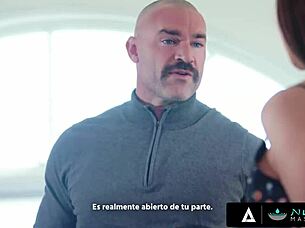 steamy nuru threesome milf boss face sits sexy intern during oily sex