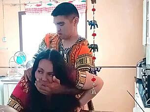 bbw asian housewife bent over kitchen counter for rough pounding