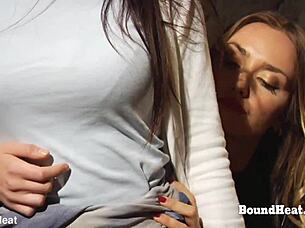 bold mistress dominates bent over big ass lesbian slave pounding strapon deep into submissive pussy